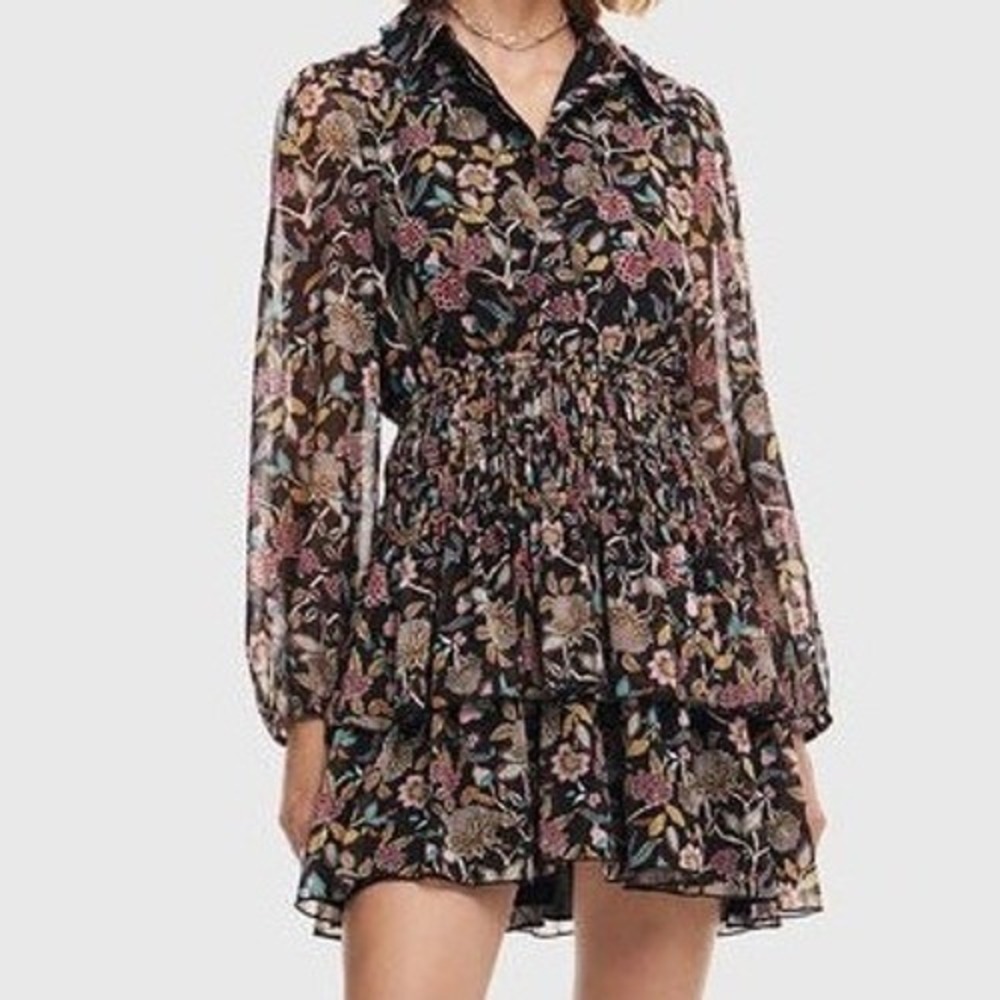 DESIGUAL Sandala black floral mini dress